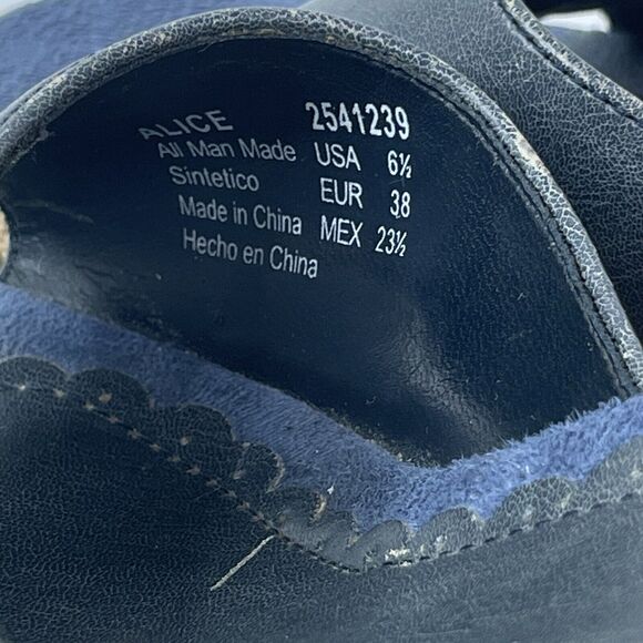 Cultured Soles Y2K Wedge Sandals Blue Size 6.5 Medallion Studded 2000s Slip On - Picture 4 of 7